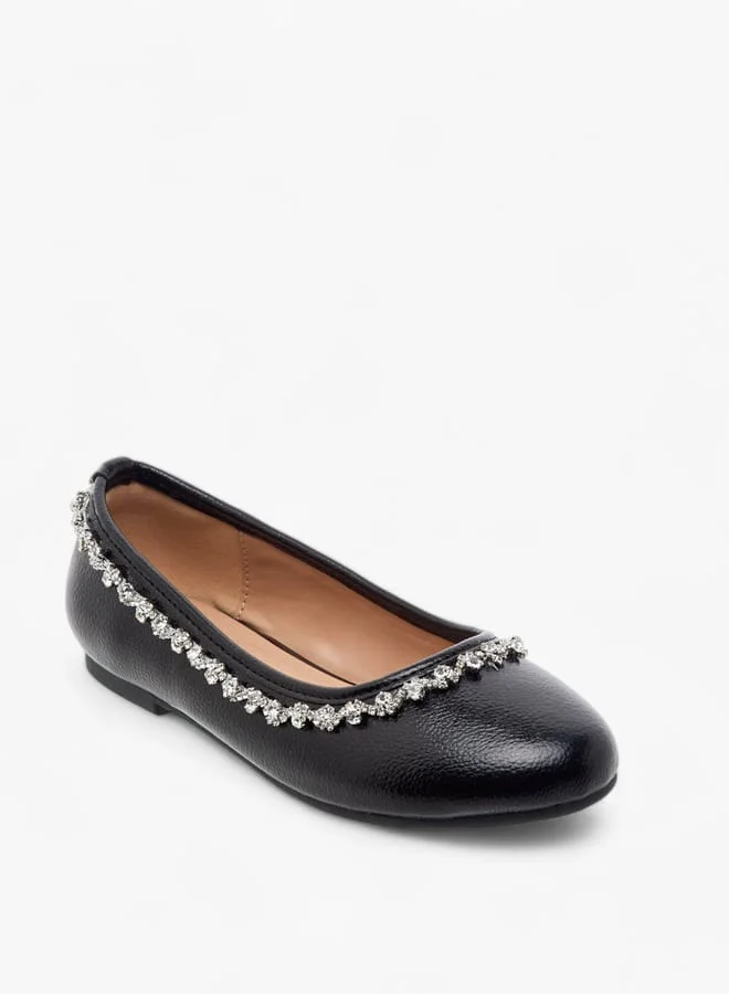 سيليست حذاء باليرينا بناتي مزين بالكريستال سهل الارتداء