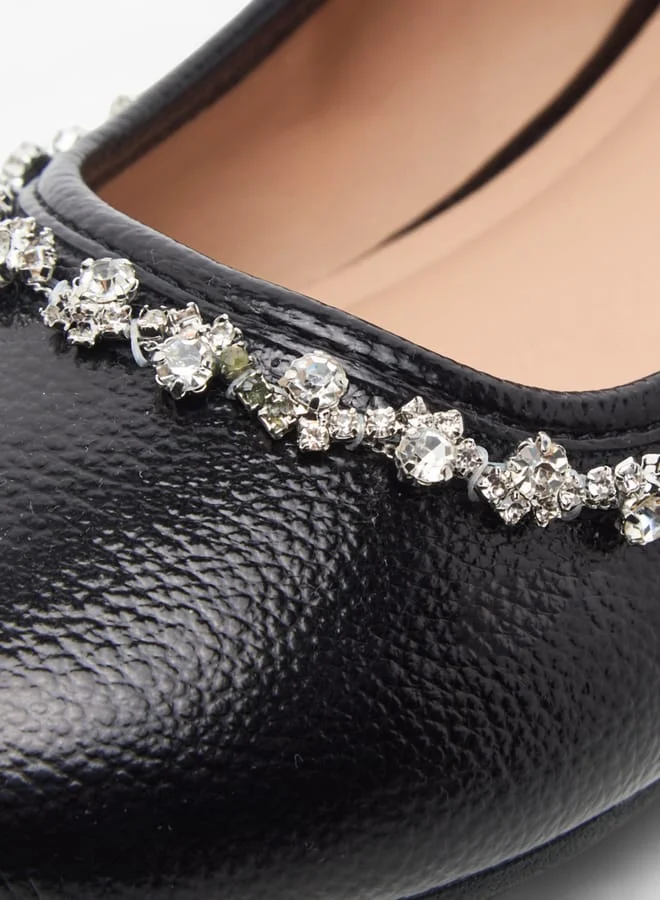Celeste Girls' Rhinestone Embellished Slip-On Ballerina Shoes