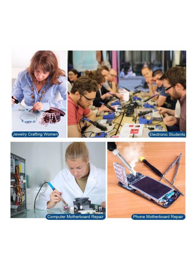 14-Piece Soldering Iron Welding Tool Kit Black/Blue/White - Image 5