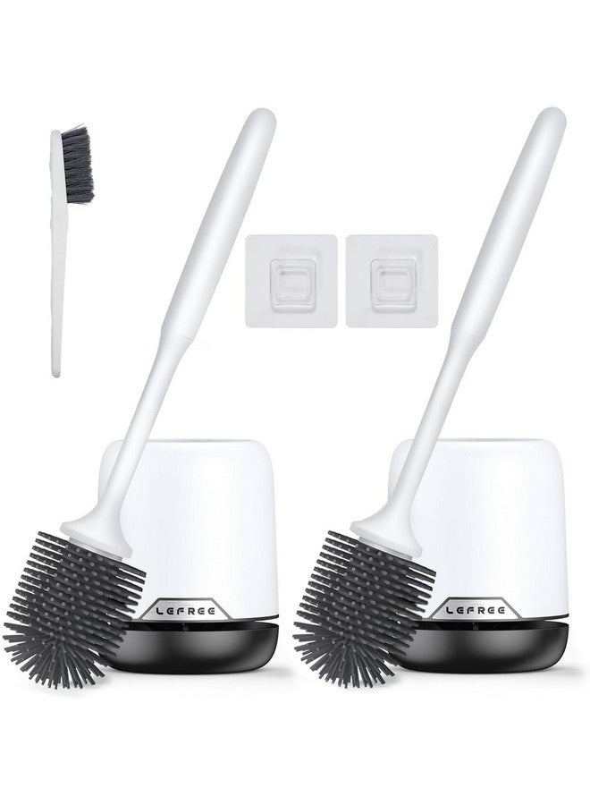 Lefree 2 Pack Silicone Toilet Brush,Rubber Toilet Bowl Brush and Holder Set with Ventilated Holder, Toilet Cleaner Brush for Bathroom,Floor Standing & Wall Mounted Toilet Scrubber Without Drilling - Image 1
