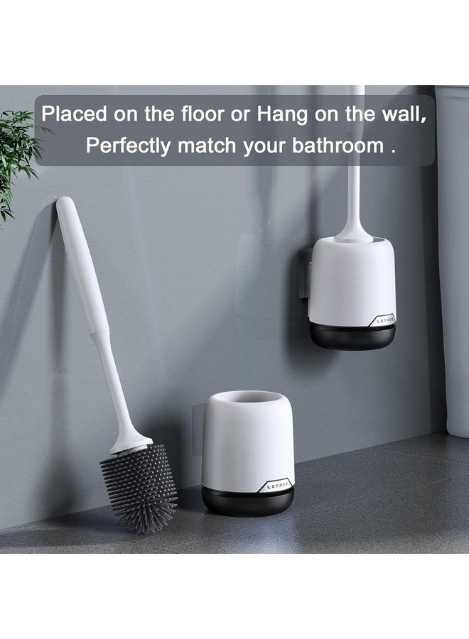 Lefree 2 Pack Silicone Toilet Brush,Rubber Toilet Bowl Brush and Holder Set with Ventilated Holder, Toilet Cleaner Brush for Bathroom,Floor Standing & Wall Mounted Toilet Scrubber Without Drilling - Image 4