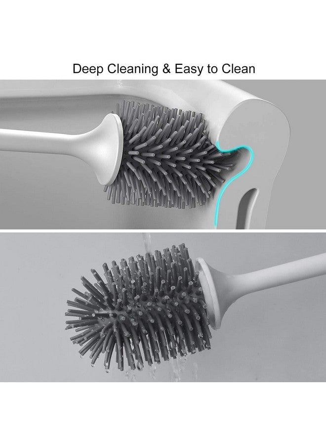 Lefree 2 Pack Silicone Toilet Brush,Rubber Toilet Bowl Brush and Holder Set with Ventilated Holder, Toilet Cleaner Brush for Bathroom,Floor Standing & Wall Mounted Toilet Scrubber Without Drilling - Image 2