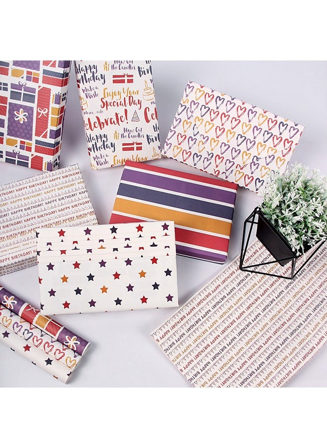 Zeemey 6 Sheets Gift Wrapping Paper With Accessories,Holiday Gift Wrapping Paper,Birthday Gift Box Gift Wrapping DIY, Gift Wrapping Paper for Birthday, Holiday, Wedding, Party,Kids Gift Wrapping (70cmX50cm)  - Image 3