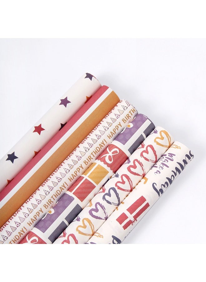 Zeemey 6 Sheets Gift Wrapping Paper With Accessories,Holiday Gift Wrapping Paper,Birthday Gift Box Gift Wrapping DIY, Gift Wrapping Paper for Birthday, Holiday, Wedding, Party,Kids Gift Wrapping (70cmX50cm)  - Image 2