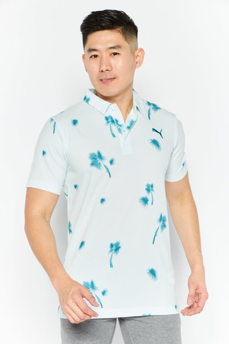 PUMA تي شيرت بولو قصير الأكمام للرجال، ملابس رياضية، مجموعة زرقاء - Image 1