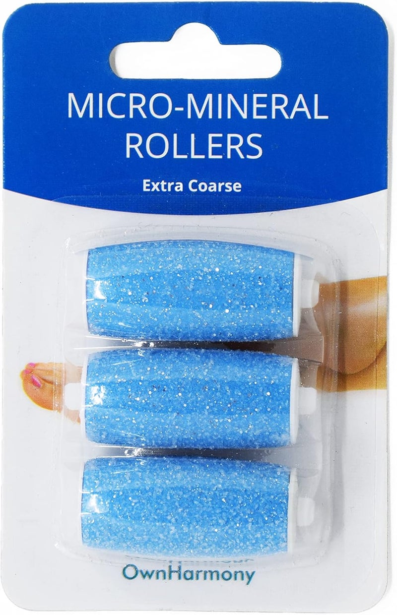 Own Harmony Extra Coarse 3 Refill Rollers Best Fit for Electric Callus Remover CR900 - Foot Care for Healthy Feet - Pedicure File Tools - Replacement 3 Pack Extra Coarse (Blue) - Image 1