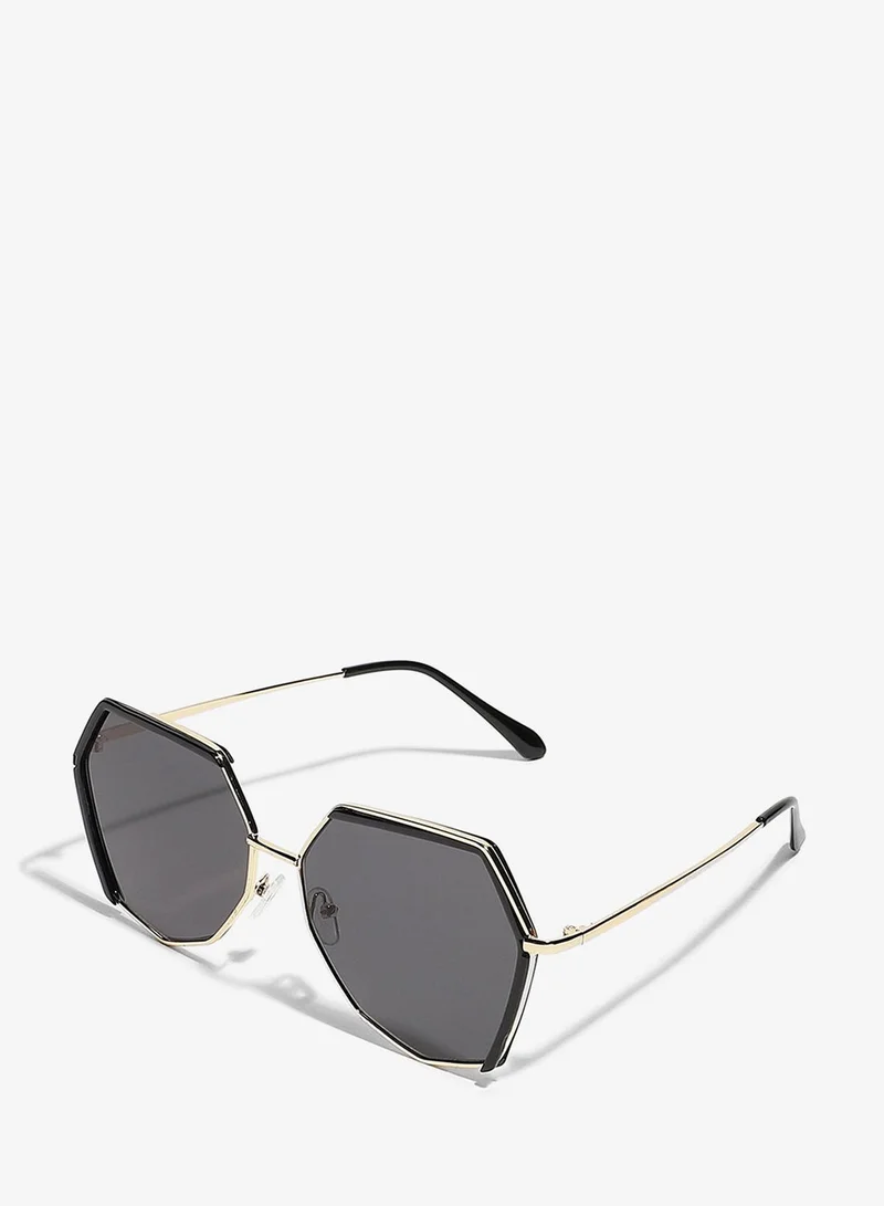 Haute Sauce  Gold & Black Hexagonal Sunglass  | Best Price UAE
