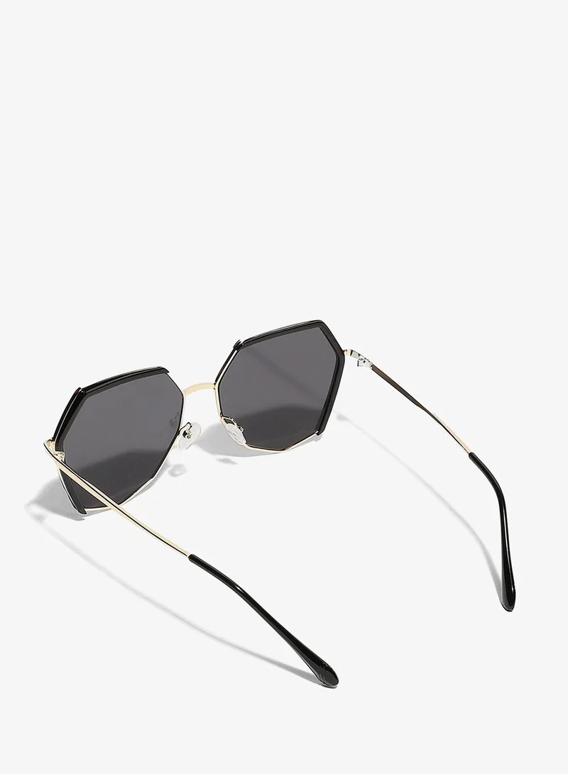 Haute Sauce  Gold & Black Hexagonal Sunglass  | Best Price UAE