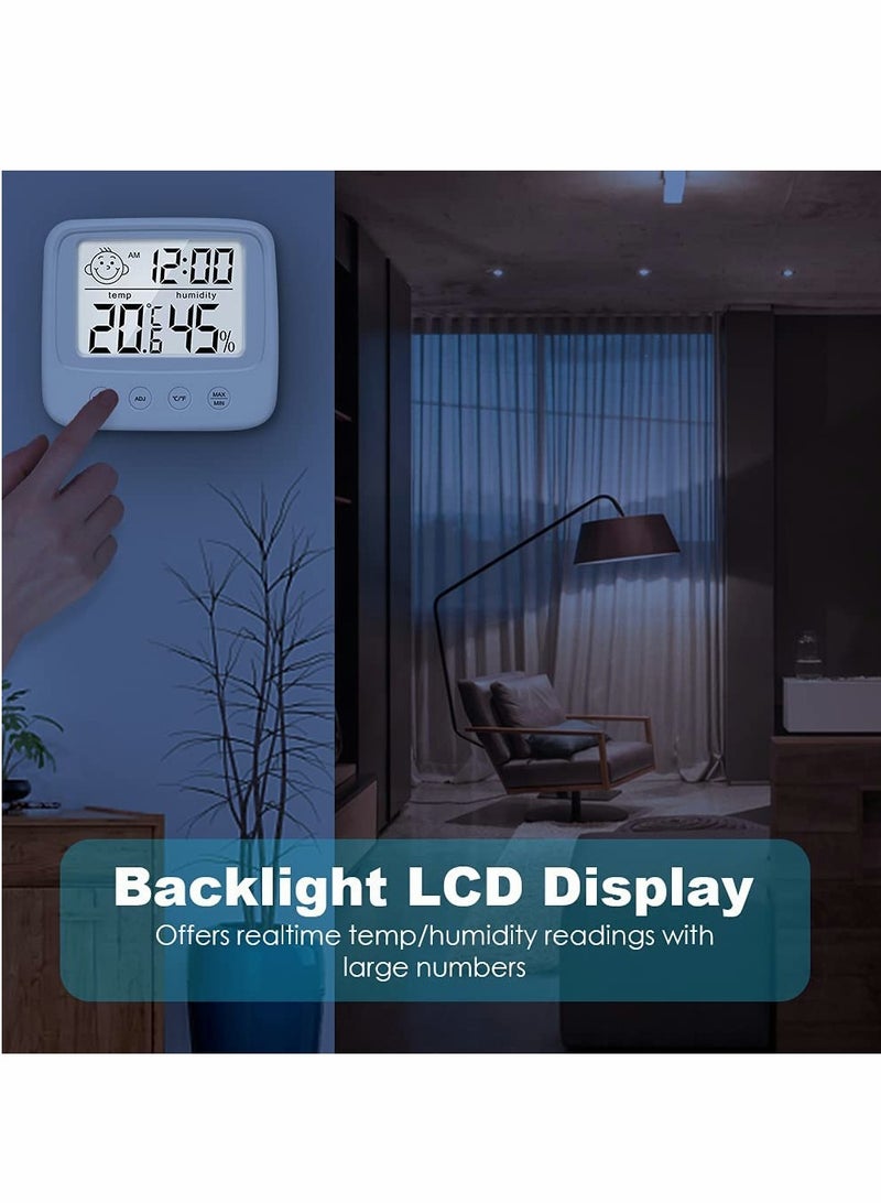 Digital Indoor Thermometer and Hygrometer with Clock | Fast Refresh, Backlight, and Accurate Humidity  Temperature Measurement for Home, Office, Bedroom, and Greenhouse Use - Image 5