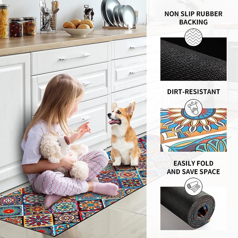 Zorzel 2 pc Kitchen Rug AntiFatigue Soft Polyester NonSlip Extra Long for Home Decor Machine Washable in Hallway and Business Hotel Rugs Geometric Pattern Design - Image 4