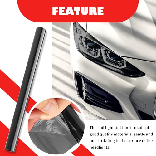KIFIDAN 12×47 Inch Car Headlight Tint Film,Self-Adhesive Tail Light Tint Film Kit with Squeegee & Cutter,Universal Taillight Tints Films Automotive Exterior Accessories for Car Fog (Gloss Black) - Image 3