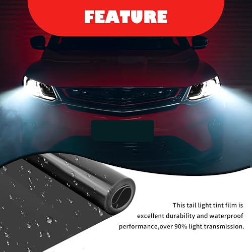 KIFIDAN 12×47 Inch Car Headlight Tint Film,Self-Adhesive Tail Light Tint Film Kit with Squeegee & Cutter,Universal Taillight Tints Films Automotive Exterior Accessories for Car Fog (Gloss Black) - Image 4