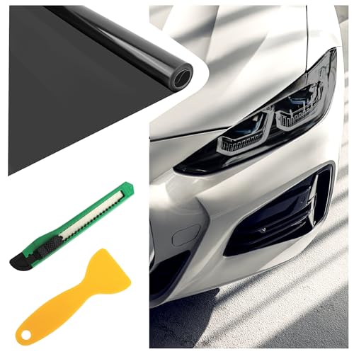 KIFIDAN 12×47 Inch Car Headlight Tint Film,Self-Adhesive Tail Light Tint Film Kit with Squeegee & Cutter,Universal Taillight Tints Films Automotive Exterior Accessories for Car Fog (Gloss Black) - Image 1