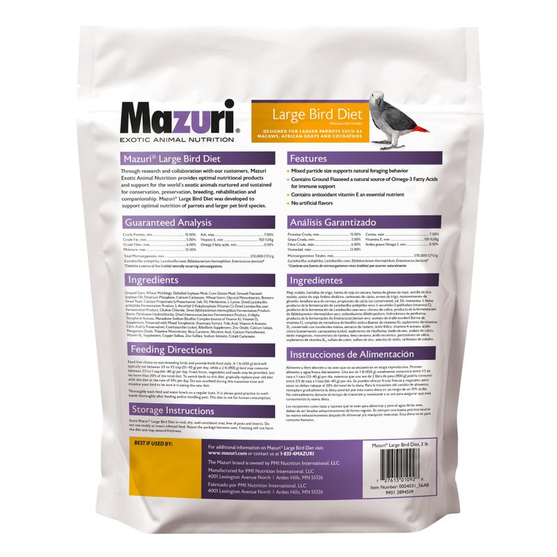 Mazuri | Nutritionally Complete Food for Large Birds | 3 Pound (3 lb.) Bag - Image 2