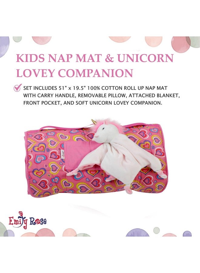 Emily Rose Kids Rollup Toddler Pink Sleeping Cot Nap Mat w/Blanket | Removable Pillow & Unicorn Lovey Included | 100% Cotton for Daycare, Preschool, Travel Naps | Portable, Washable | USA Business - Image 2