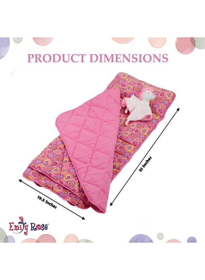 Emily Rose Kids Rollup Toddler Pink Sleeping Cot Nap Mat w/Blanket | Removable Pillow & Unicorn Lovey Included | 100% Cotton for Daycare, Preschool, Travel Naps | Portable, Washable | USA Business - Image 4