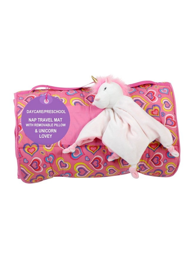 Emily Rose Kids Rollup Toddler Pink Sleeping Cot Nap Mat w/Blanket | Removable Pillow & Unicorn Lovey Included | 100% Cotton for Daycare, Preschool, Travel Naps | Portable, Washable | USA Business - Image 1