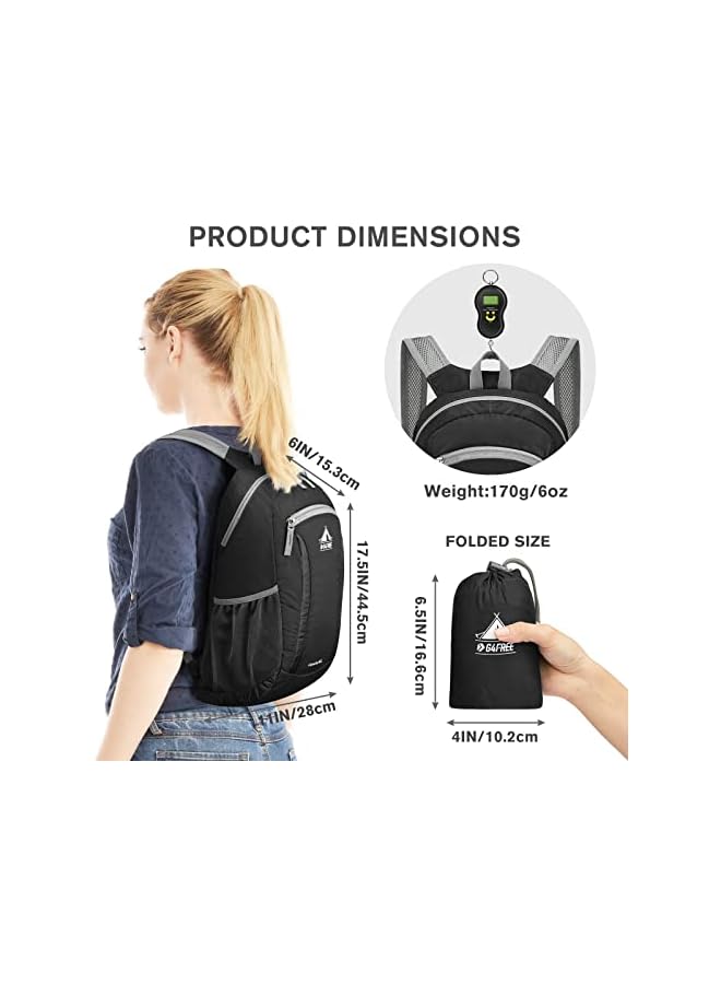 G4Free حقيبة ظهر صغيرة للتنزه G4Free سعة 16 لتر خفيفة الوزن مصنوعة من النايلون قابلة للتعبئة ومقاومة للماء للسفر والتخييم في الهواء الطلق للرجال والنساء - Image 2