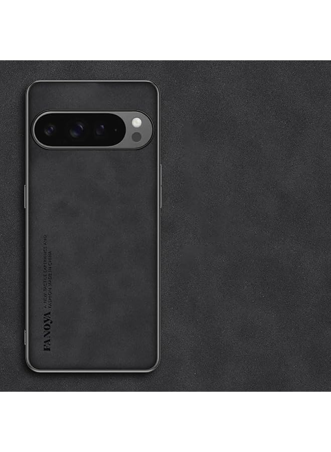 erorex Compatible With Google Pixel 9 Pro Xl 5G Case Premium Pu Leather Texture Phone Case For Pixel 9 Pro Xl Silicone Protective Shell Cover Black  - Image 1