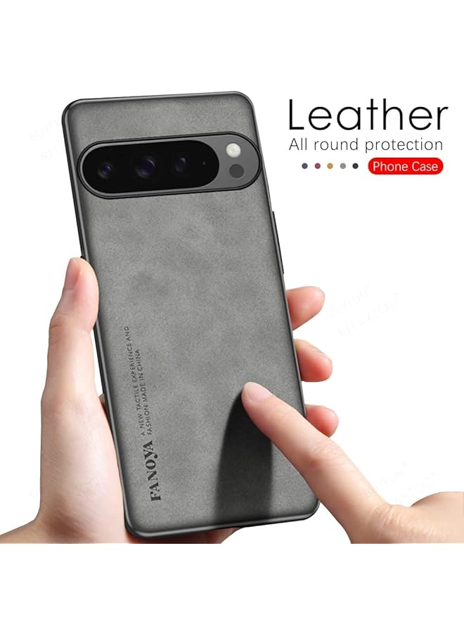 erorex Compatible With Google Pixel 9 Pro Xl 5G Case Premium Pu Leather Texture Phone Case For Pixel 9 Pro Xl Silicone Protective Shell Cover Black  - Image 5