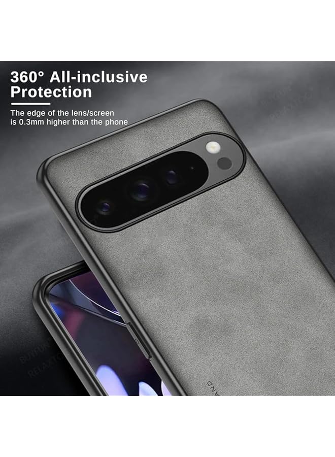 erorex Compatible With Google Pixel 9 Pro Xl 5G Case Premium Pu Leather Texture Phone Case For Pixel 9 Pro Xl Silicone Protective Shell Cover Black  - Image 3
