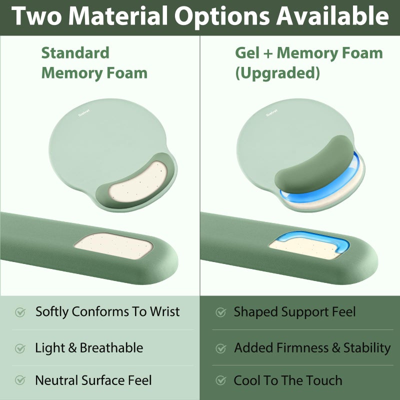 Sushret Mouse Pad and Keyboard Wrist Rest, 3-in-1 Gel Memory Foam Ergonomic Mouse Pad with Wrist Rest Set,Gaming Mousepad Arm Cushion Support for Computer Office Desk Accessories Cute Setup,Sage Green - Image 5