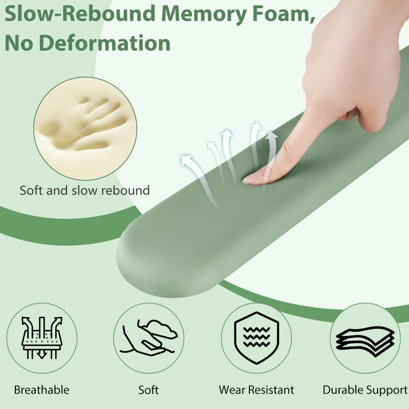 Sushret Mouse Pad and Keyboard Wrist Rest, 3-in-1 Gel Memory Foam Ergonomic Mouse Pad with Wrist Rest Set,Gaming Mousepad Arm Cushion Support for Computer Office Desk Accessories Cute Setup,Sage Green - Image 4