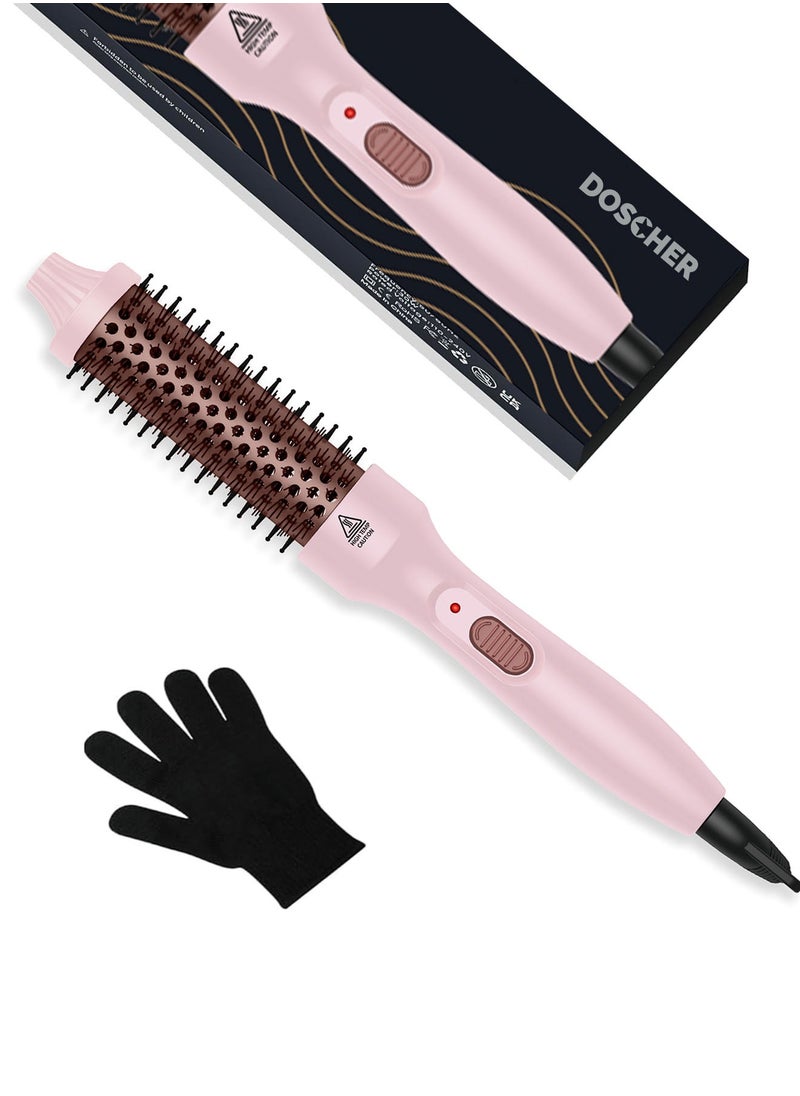 DOSCHER Thermal Brush, 32mm Heated Curling Brush for Perfect straight hair & Voluminous Curls - Dual Voltage, 30s Fast Heating, Ceramic Tourmaline Ionic Technology  - Image 1