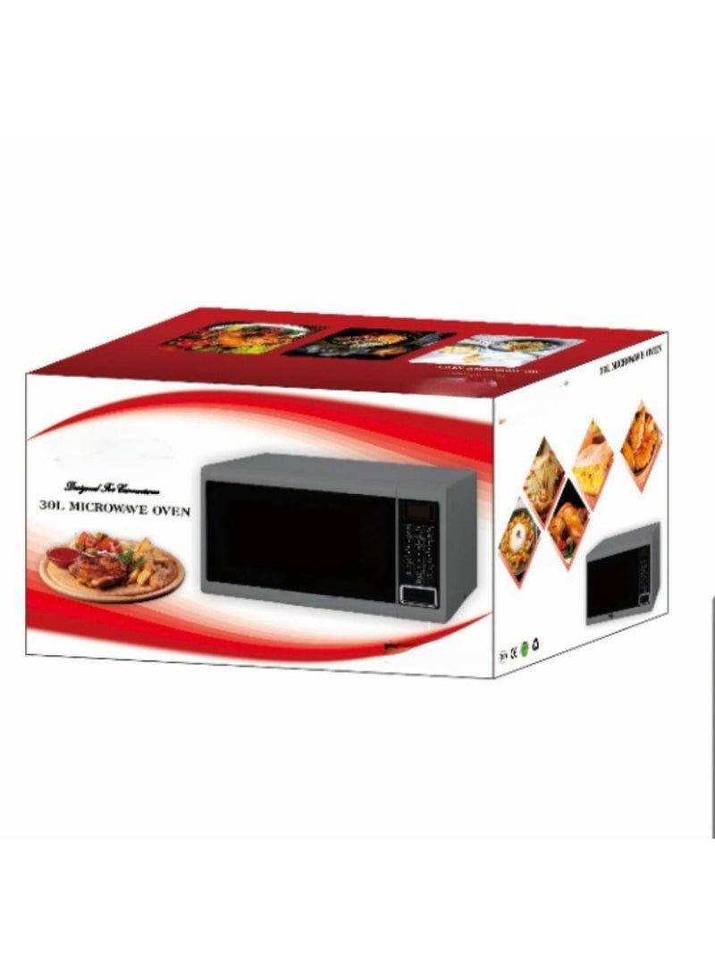 Bm Digital Microwave Oven 30L – 900W Output, Auto Cooking Menu, 10 Power Levels, Defrost Setting & 99-Minute Timer with Turntable Glass Tray - Image 2