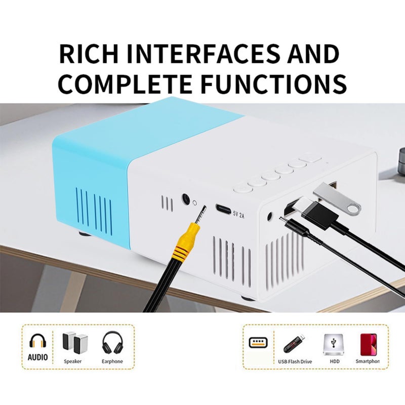 Zunate Small Projector 1080P HD Portable LED Mini Movie Projector for Home Theater Outdoor Events Camping Garden Parties with USB HDMI Bluetooth Compatible Black - Image 3