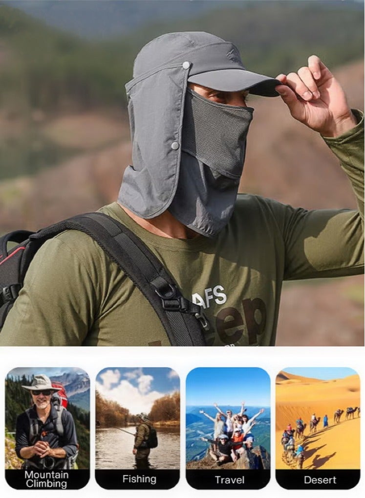 Generic 4-in-1 Detachable Sun Hat with UPF50+ Protection - Unisex Adjustable Breathable Quick-Dry Fishing Hat with Neck Cape & Face Cover | Hiking Mountaineering Outdoor Sports  - Image 4