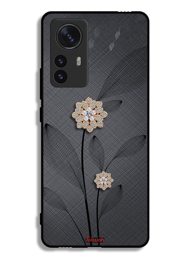 Tolwak Xiaomi 12 Pro Protective Case Cover Diamond Flowers Art - Image 2