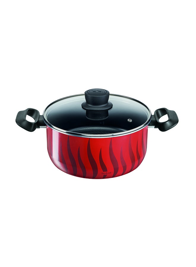 Tefal 14-Piece Tefal G6 Tempo Flame Non-Stick Coating No Pfoa, No Lead, No Cadmium Heat Indicator Cookware Set Includes Frying Pan 24/ 28, Saucepan 16+ Glass Lid, Stewpots 24/ 28+ Glass Lids, Kebbe 28 Cm, Oven Dish, 29x22cm, 4 Accessories (Spoon, Ladle, Long Spatula, Potato Masher) Red - Image 3