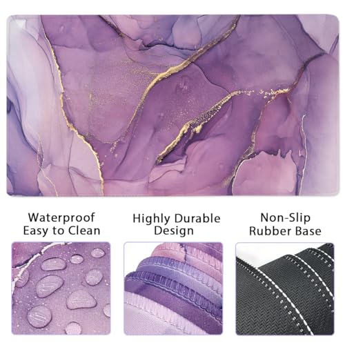 Yunoble 4-in-1 Gaming Mouse Pad Wrist Support Set，Desk Pad + Mouse Pad with Wrist Rest + Keyboard Wrist Rest + Coaster, Ergonomic Design for Home Office Study Game - Purple - Image 2