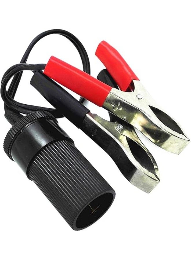 Heavy-Duty Battery Clamp Extension Cable - Female Adapter to Battery Terminal Clips - Insulated Alligator Connectors for 12V Systems - Durable Power Extension Cable - Image 1
