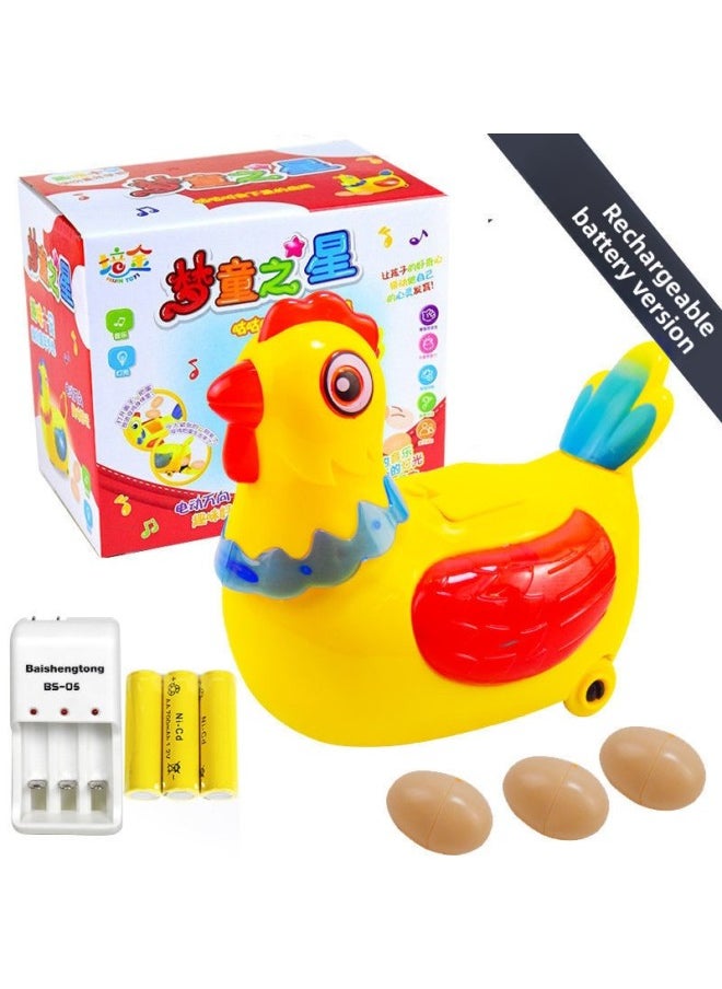 Walking, Laying Eggs, Laying Eggs, Singing Little Hen, Cock, Electric Universal Children's Baby Educational Toys For Boys And Girls-Color:Egg Chicken + 3 Eggs + Charging [color Box]  - Image 1