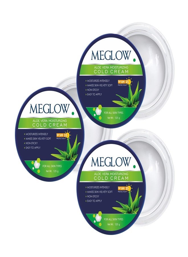 Meglow Aloe Vera Moisturizing Cold Cream | Deep Hydration & Winter Care | Enriched with Cucumber Extracts & Aloe vera for Soft, Nourished & Protected Skin Pack of 3 (125g each) - Image 1