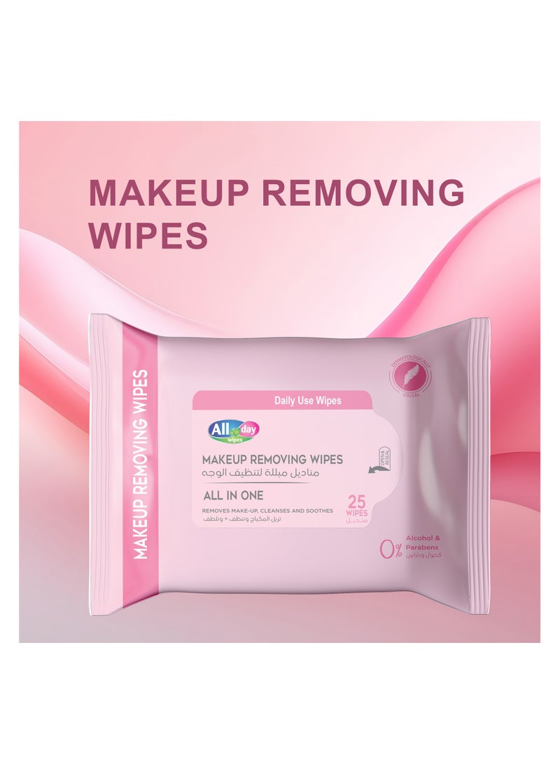 All day wipes All Day Makeup Removing Wet Wipes - 25 Count Effortlessly remove makeup, dirt, and impurities with our All Day Makeup Removing Wipes. that gently and effectively cleanse your skin. ( Pack of 4) - Image 4