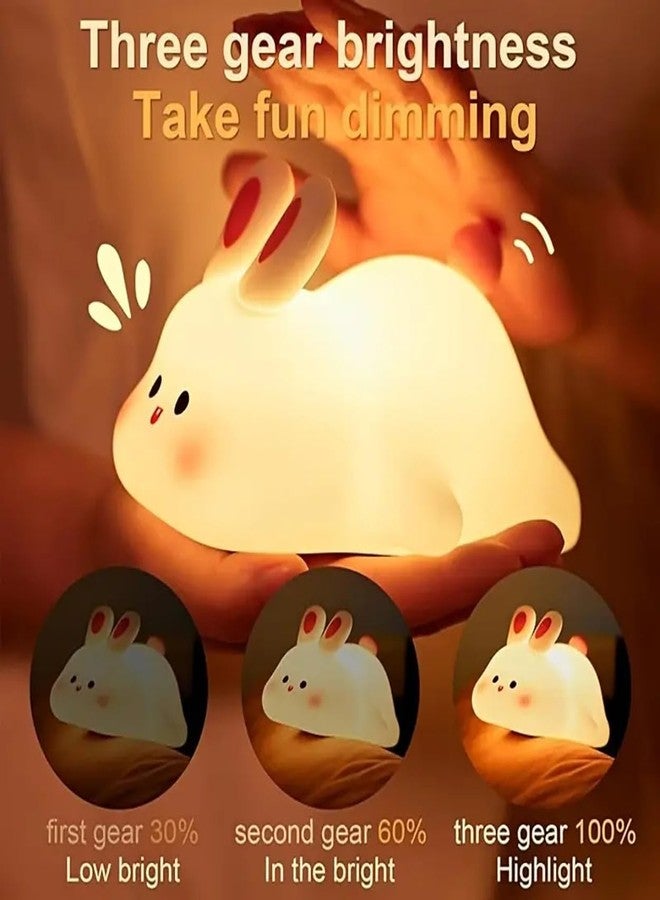 GITGRNTH Bunny Night Light for Kids Room, Rabbit Night Light, Tap and Touch Color Changing Cute Night Lights Lamp, Rechargeable Silicone Cute Nursery Lamp(Big Face Rabbit, Regular) - Image 4