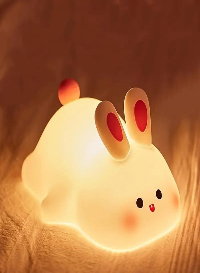 GITGRNTH Bunny Night Light for Kids Room, Rabbit Night Light, Tap and Touch Color Changing Cute Night Lights Lamp, Rechargeable Silicone Cute Nursery Lamp(Big Face Rabbit, Regular) - Image 1