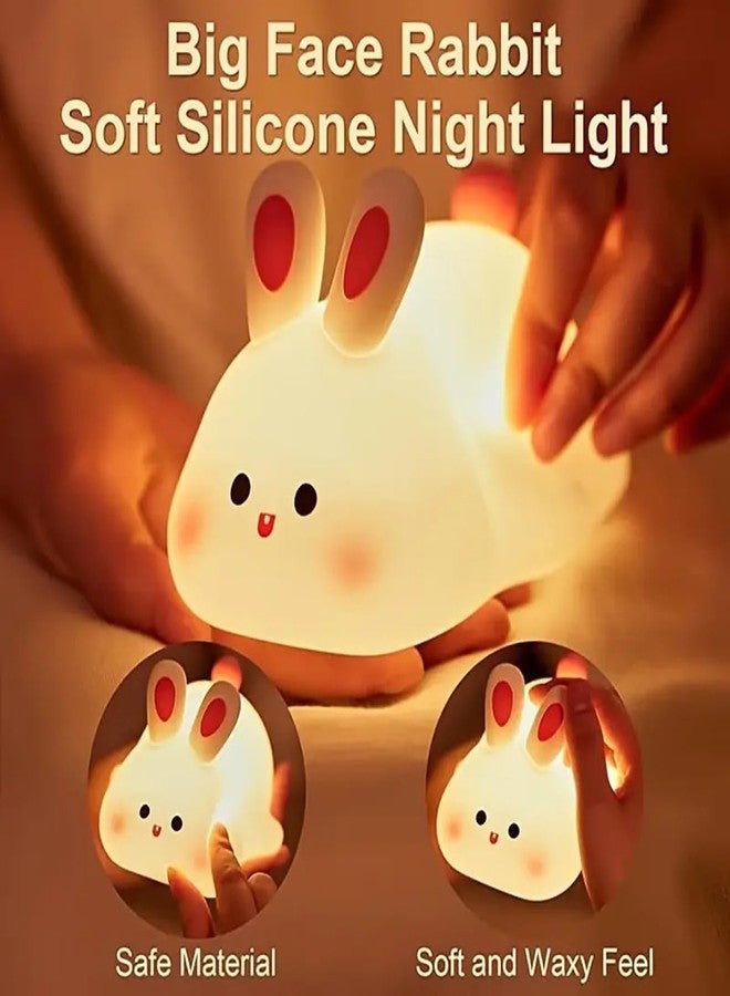 GITGRNTH Bunny Night Light for Kids Room, Rabbit Night Light, Tap and Touch Color Changing Cute Night Lights Lamp, Rechargeable Silicone Cute Nursery Lamp(Big Face Rabbit, Regular) - Image 5