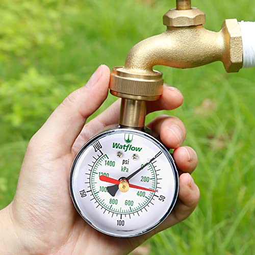 Watflow 2-1/2" Water Pressure Test Gauge, Garden Hose Pressure Gauge, House Water Pressure Gauge, 3/4" Female Hose Thread, 0-200 psi/kpa with Drag Pointer - Image 5