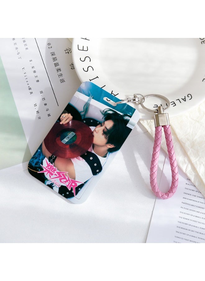 NIBEMINENT 1 - Piece STRAYKIDS Kpop Photo Card Holder Pendant Key Chain ID Badge Holder ID Card Holder Photo Card Protector for School ID Office ID Access Card for Women Girls 