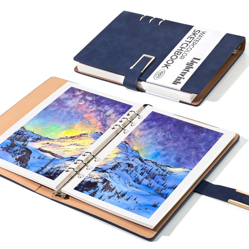 Lightwish Watercolor Sketchbook,100% Cotton Acid Free Watercolor Journal,600gsm Cold Press Watercolor Paper for Artists,Adults,Students,12 Sheets,5.8 * 8.2 Inches Paper - Image 1