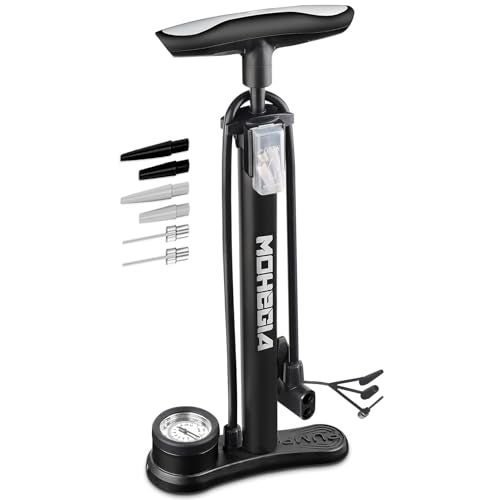 MOHEGIA Bike Floor Pump with Gauge,Air Bicycle Pump Inflator with High Pressure 160 PSI,Fits Schrader and Presta Valve - Image 1