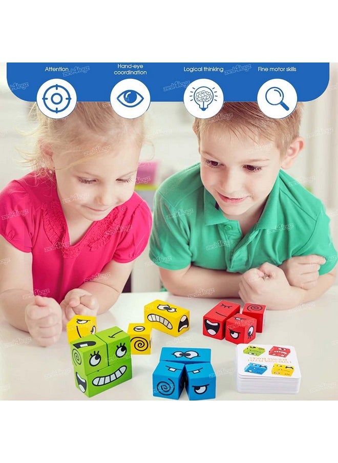 زيست فور تويز مكعب تعبيري متغير الوجه من Zest 4 Toyz للأطفال، لعبة ألغاز مطابقة، لعبة لوحية عائلية مع بطاقات للأولاد والبنات من سن 3 سنوات فما فوق (عبوة من 72 قطعة)  - Image 2