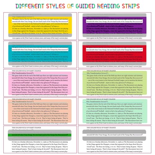Heetobcos 48 Pieces Guided Reading Strips with 3 Styles Highlight Bookmarks Reading Ruler Reading Tracking Colored Overlays Strips Assorted Colors Helps with Dyslexia - Image 2