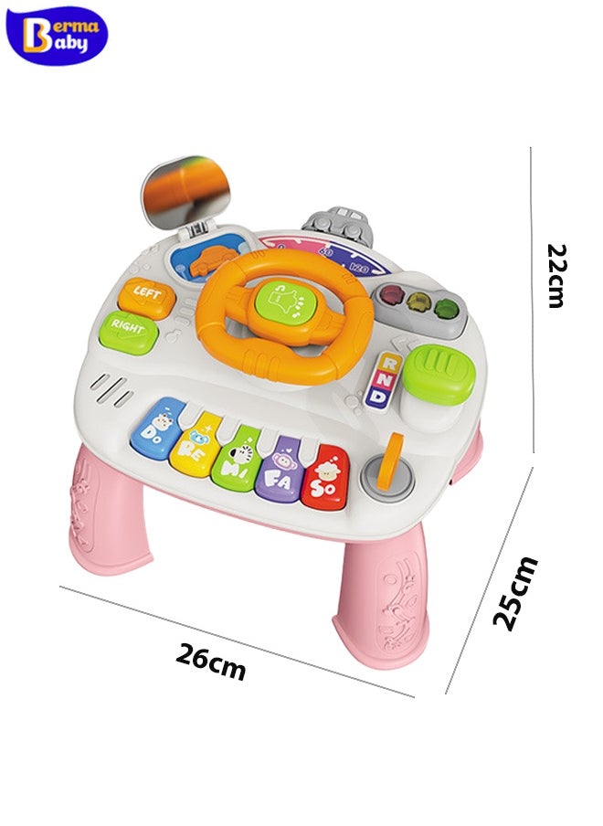 Berma Baby Baby Toys (6-12 Months), Baby Activity Table, Steering Wheel Toy Sensory Toy (1-3 Years Old Toddler), Early Childhood Activity Center Children's Birthday Gift, Children's Multifunctional Educational Toy (pink)  - Image 2