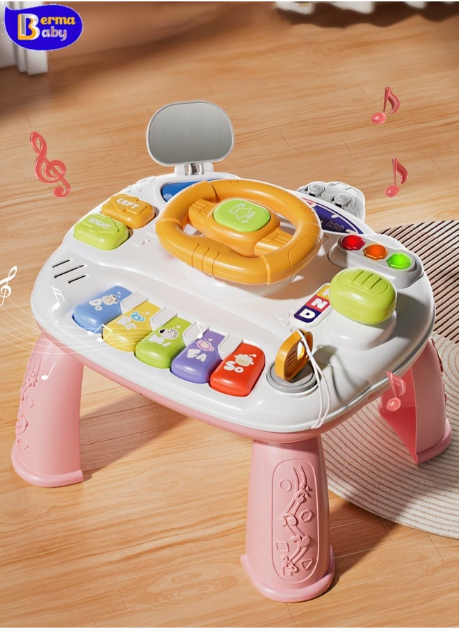 Berma Baby Baby Toys (6-12 Months), Baby Activity Table, Steering Wheel Toy Sensory Toy (1-3 Years Old Toddler), Early Childhood Activity Center Children's Birthday Gift, Children's Multifunctional Educational Toy (pink)  - Image 3