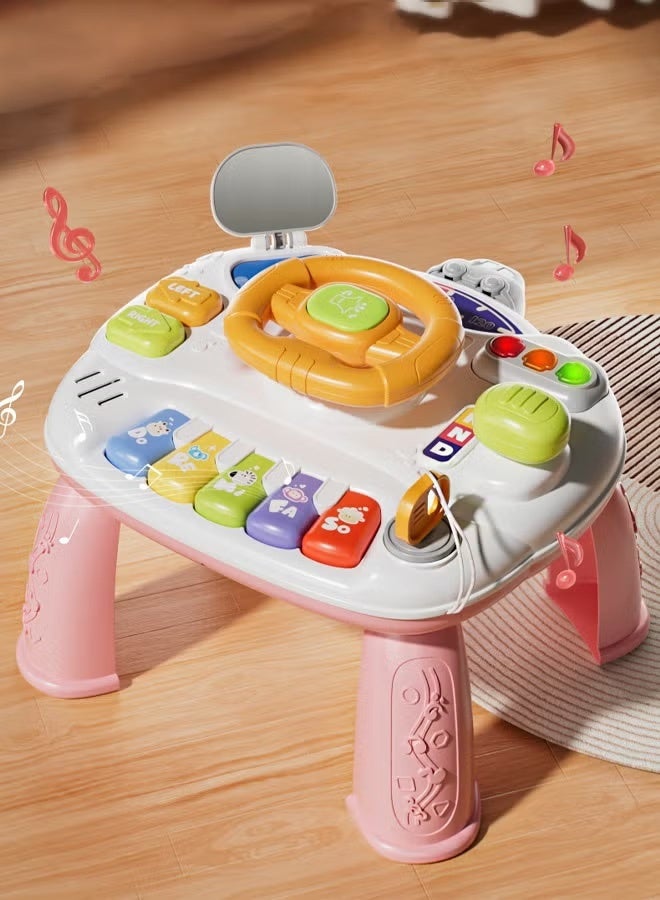 aiyingle Baby Toys (6-12 Months)   Baby Activity Table, Steering Wheel Toy Sensory Toy (1-3 Years Old Toddler), Early Childhood Activity Center Children's Birthday Gift, Children's Multifunctional Educational Toy (pink) - Image 3